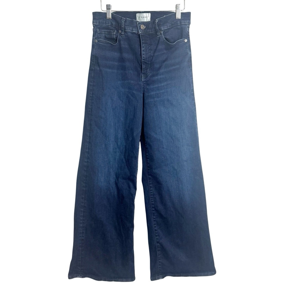 FRAME Le Slim Palazzo Wide Leg Jeans Designer Dark Blue Womens Size 29
